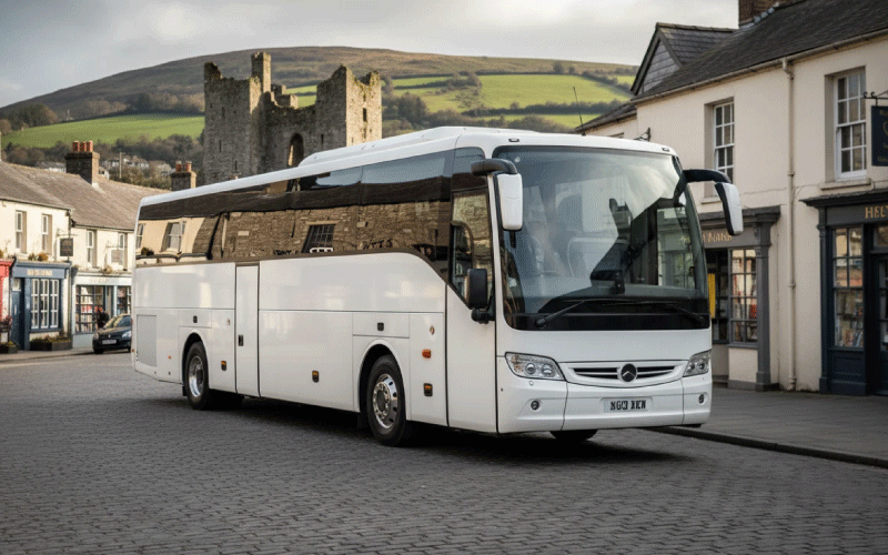 Groups travelling by coach to the Hay Festival in Hay-on-Wye Wales 2026
