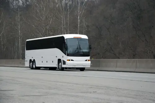 white coach on the road