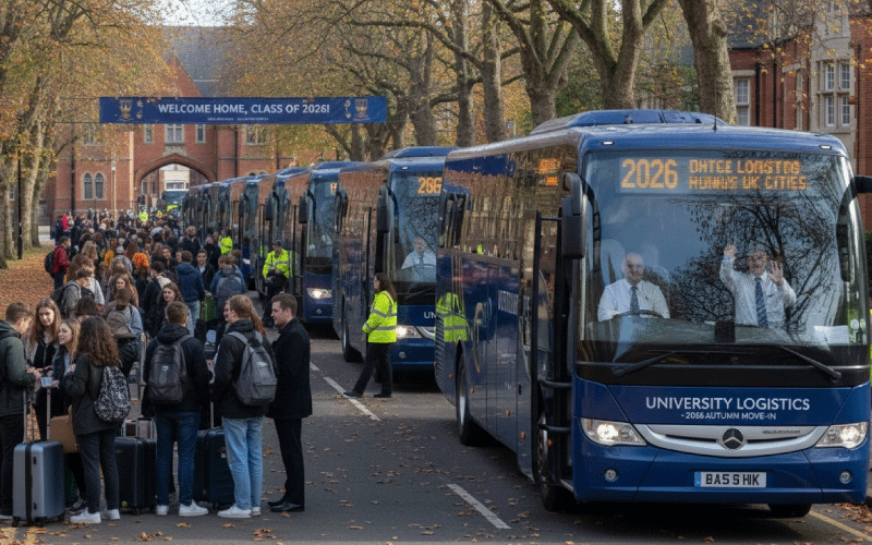 Nationwide coach hire for university move-in 2026, supporting student arrivals, accommodation shuttles and campus transport across the UK
