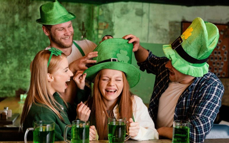 family in green outfits for St. Patrick’s Day, Belfast trip, December 2024, UK